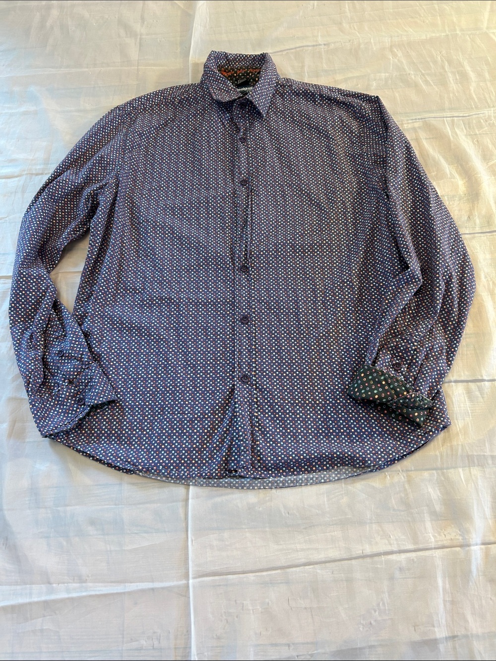 Desigual Navy Microdot Long-Sleeve Button-Up Shirt